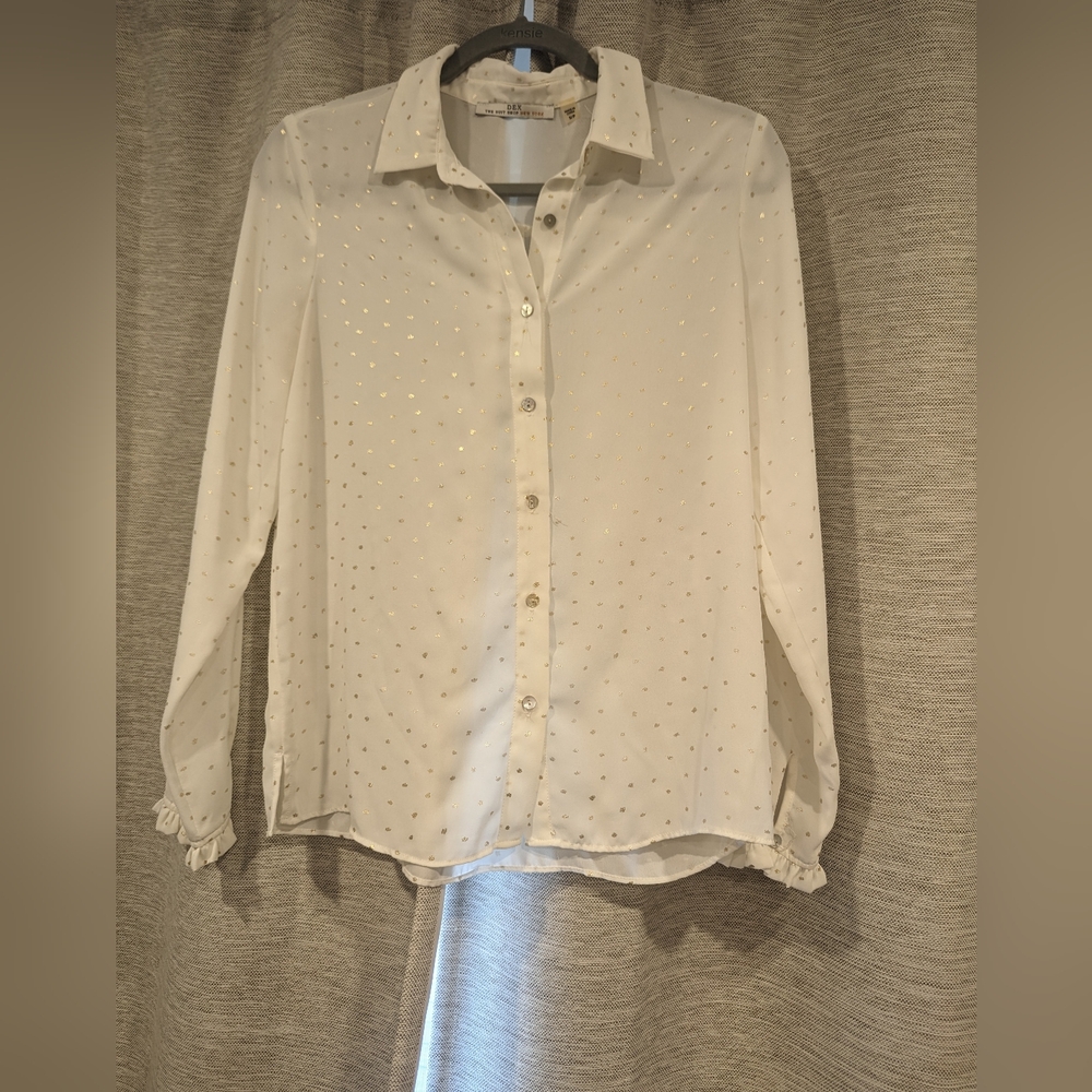 Dex Cream Blouse with Gold Polka Dot Details